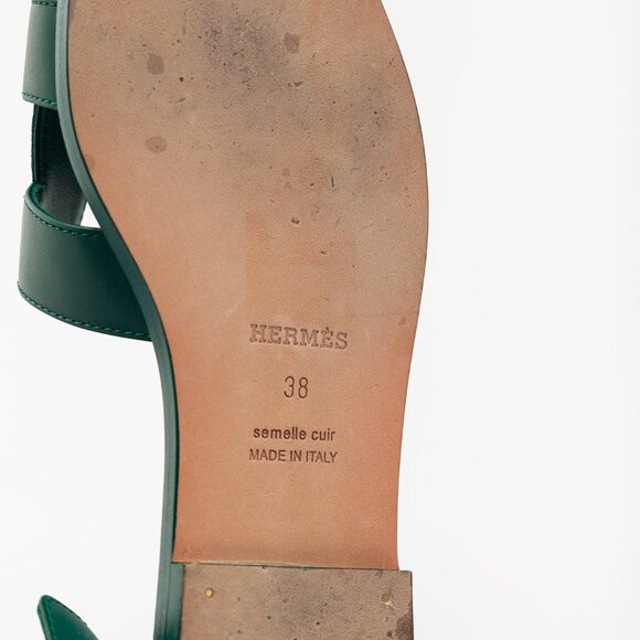 Hermes Oran Vert Electrique Calfskin H-Strap Sandals - Picture 6 of 11